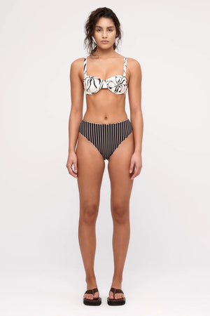 Reversible Waisted Full Brief - Cream Flower Print
