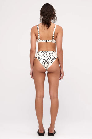 Reversible Waisted Full Brief - Cream Flower Print