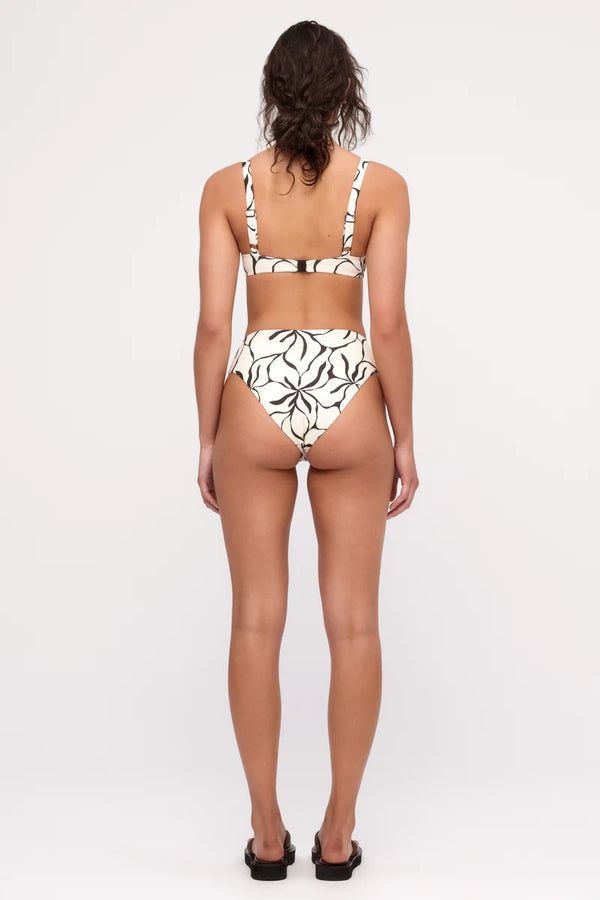 Reversible Waisted Full Brief - Cream Flower Print