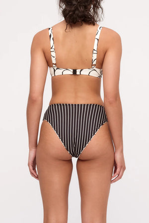 Reversible Waisted Full Brief - Cream Flower Print
