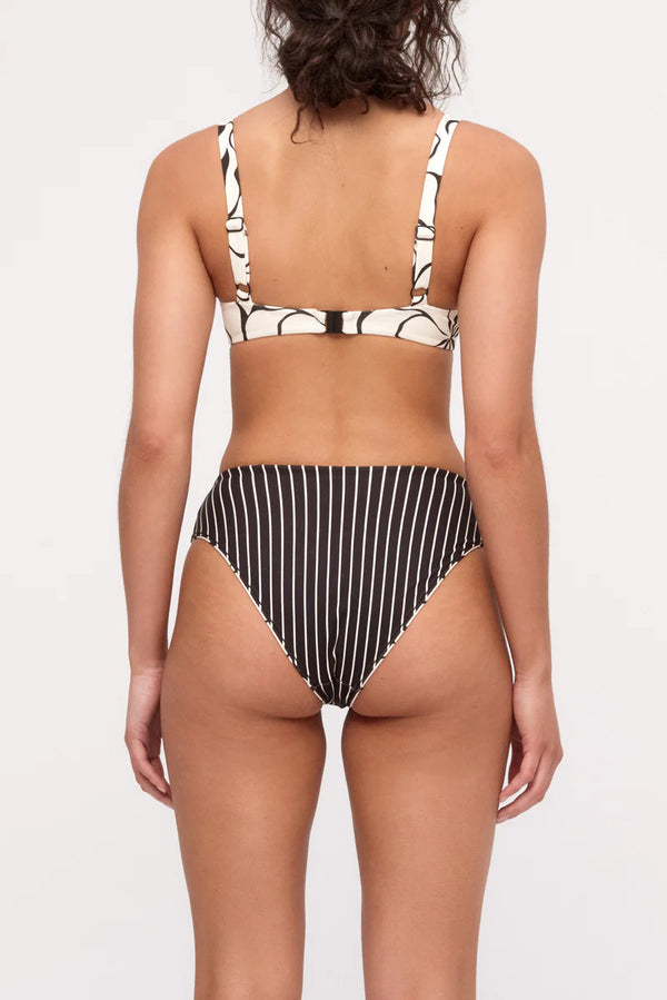 Reversible Waisted Full Brief - Cream Flower Print