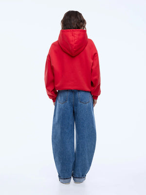 Washed Debossed Hoodie - Washed Red