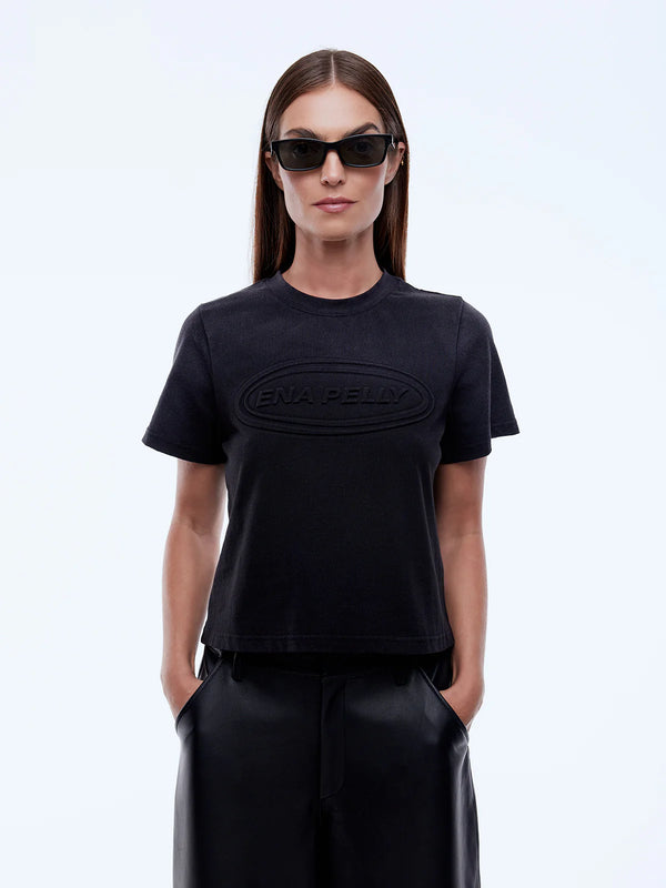 Washed Debossed Relaxed Baby Tee - Washed Black