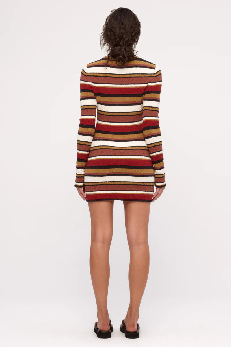 Textured Knit Mini Dress - Earth Stripe