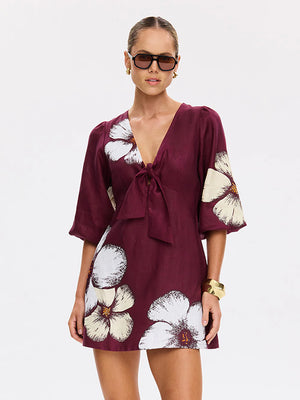 Brodie Tie Front Mini Dress - Butter