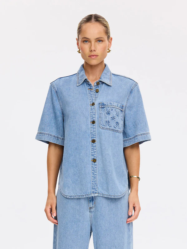 Ariana Denim Shirt - Pale Stone