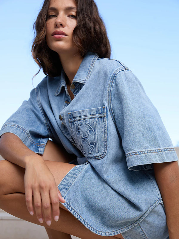 Ariana Denim Shirt - Pale Stone