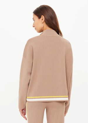 Veneto Carter Knit Zip Top - Brown