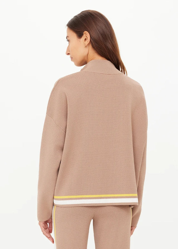 Veneto Carter Knit Zip Top - Brown