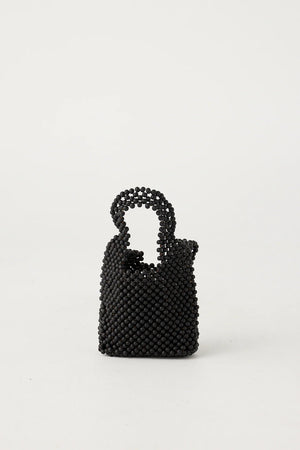 Small Beaded Bucket Bag - Black