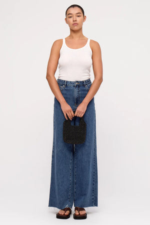 Small Beaded Bucket Bag - Black