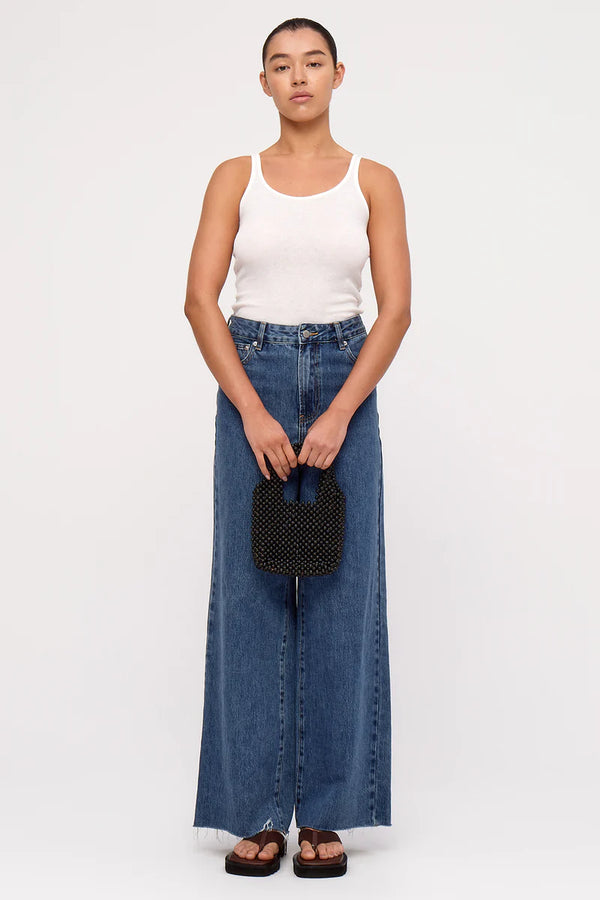 Small Beaded Bucket Bag - Black