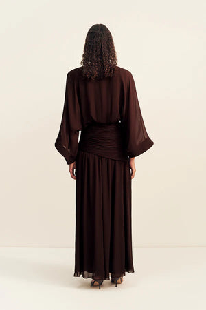 Amina Plunged Maxi Dress - Ristretto