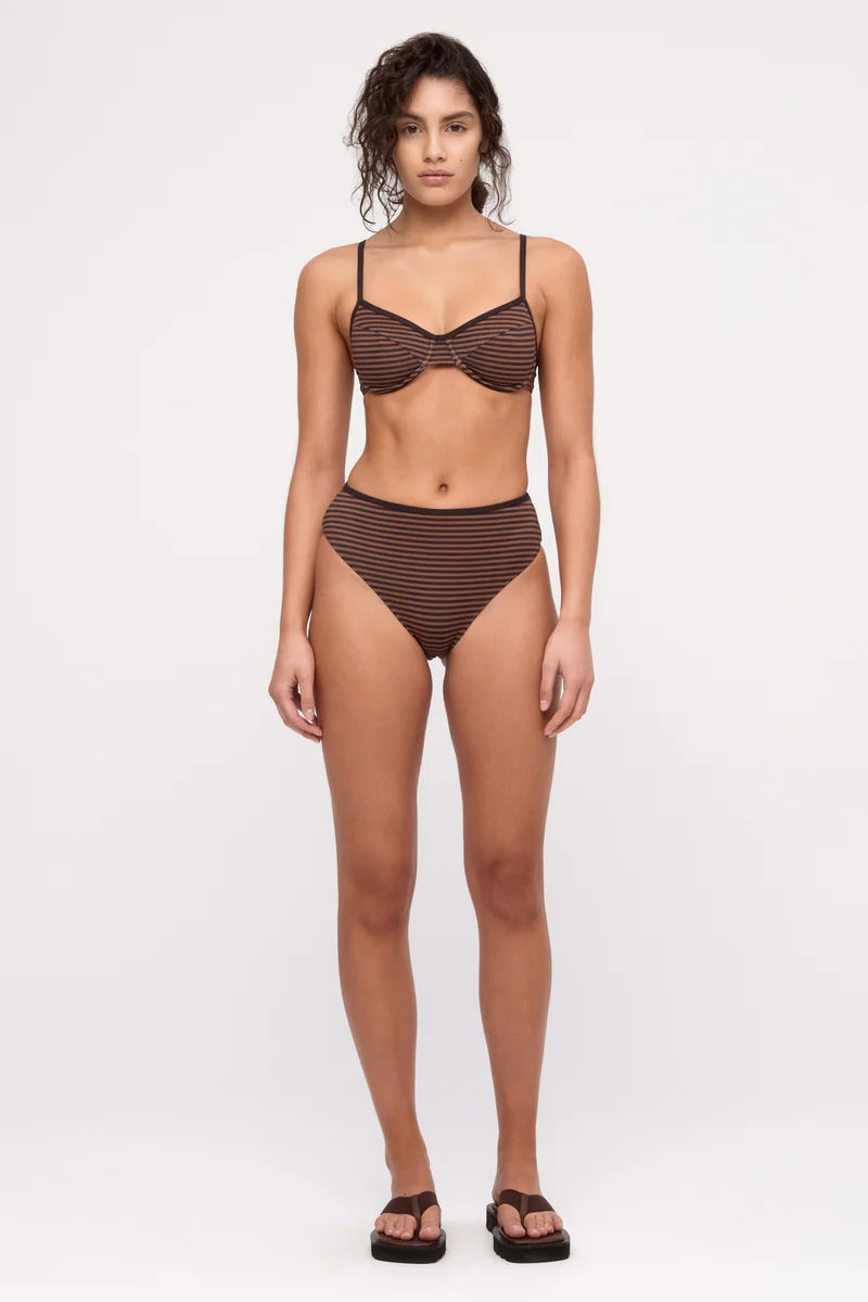 Waisted Full Brief - Brown Stripe