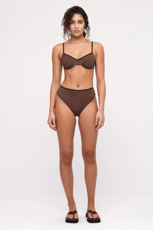 Waisted Full Brief - Brown Stripe