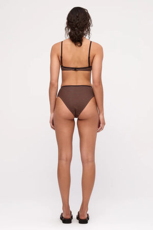 Balconette Bra Cup Top - Brown Stripe