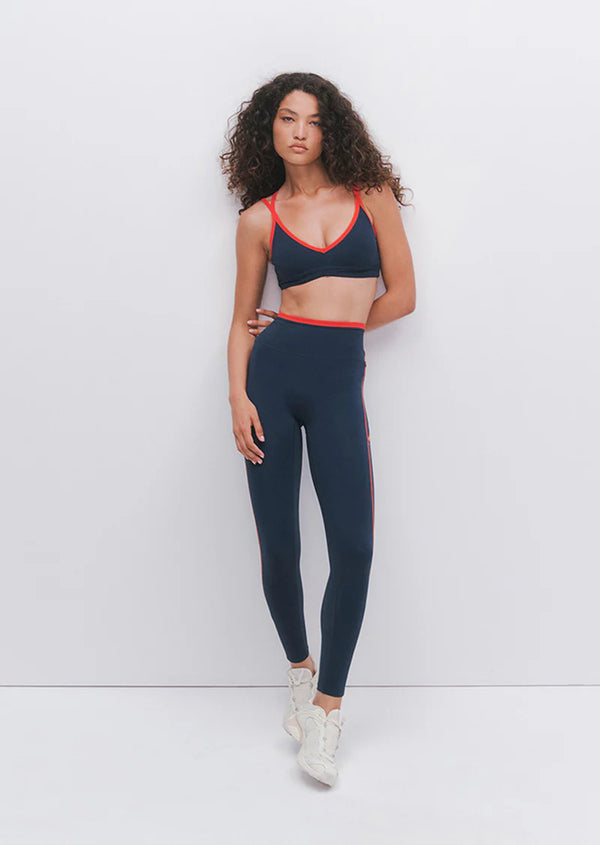 Rapid Full Length Legging - Dark Navy/College Red