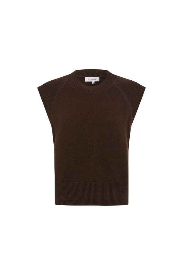 Quinn Merino Knit Vest - Dark Cocoa