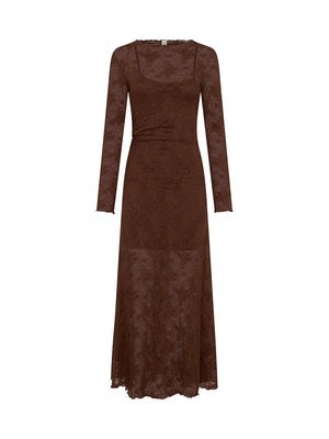 Marie Lace Maxi Dress - Chocolate