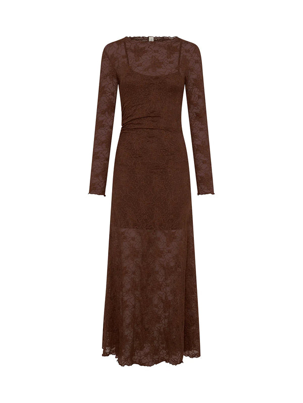 Marie Lace Maxi Dress - Chocolate