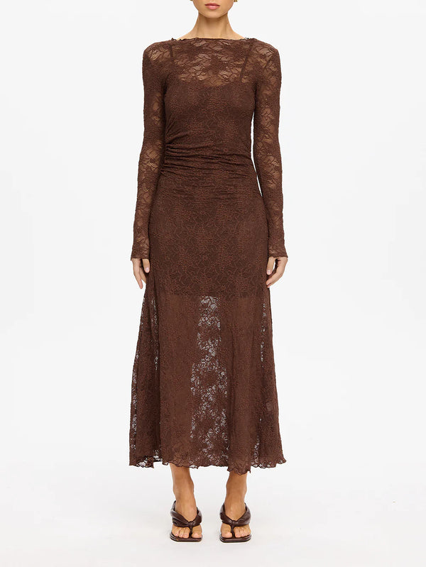 Marie Lace Maxi Dress - Chocolate
