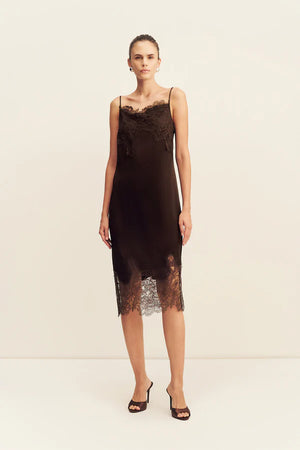 Lucia Lace Midi Dress - Espresso