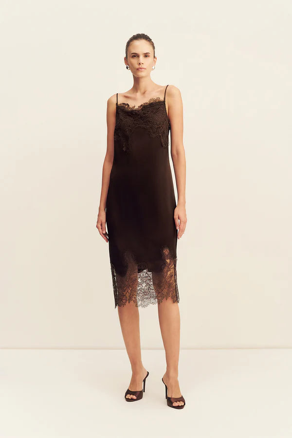 Lucia Lace Midi Dress - Espresso