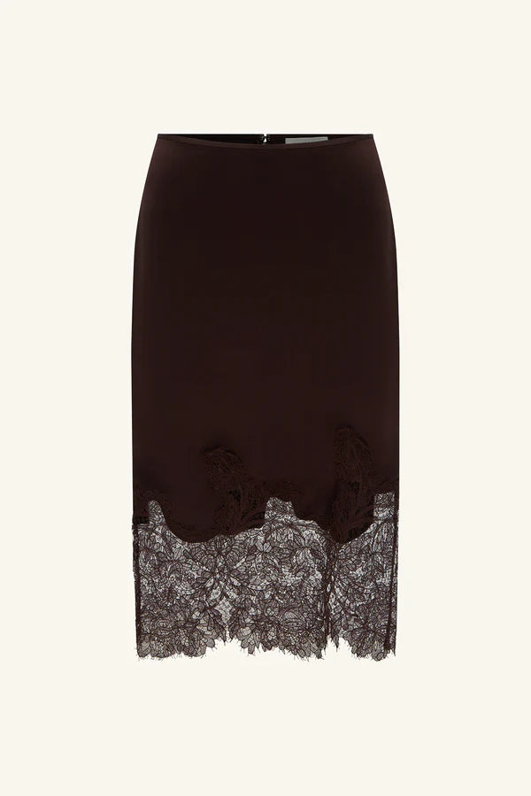 Lucia Lace Midi Skirt - Espresso