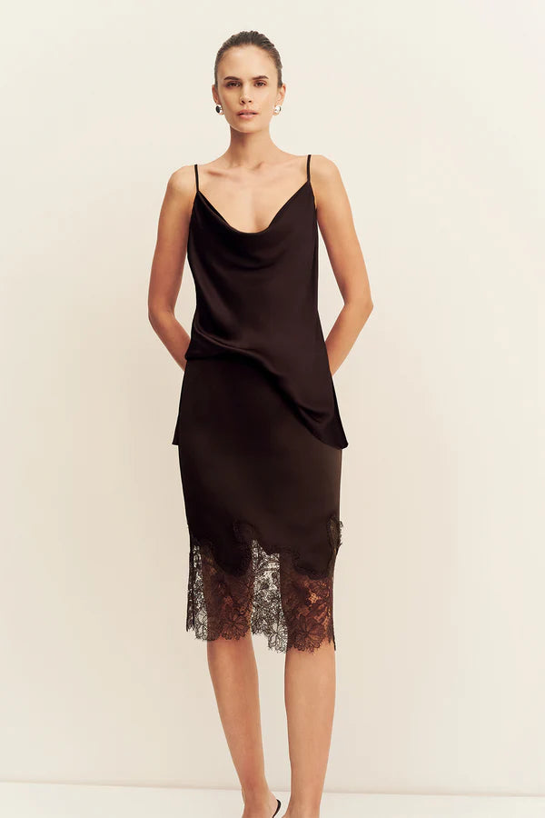 Lucia Lace Midi Skirt - Espresso