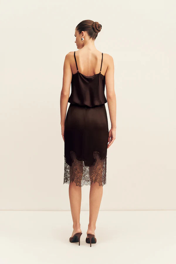 Lucia Lace Midi Skirt - Espresso