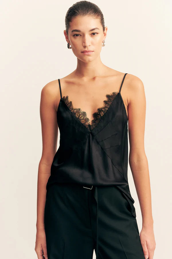 Maisie Lace Cami- Black