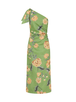 Eve One Shoulder Midi Dress - Green