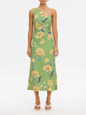 Eve One Shoulder Midi Dress - Green