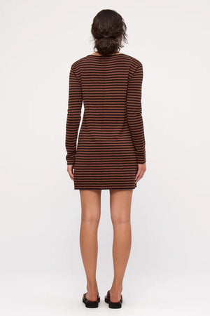 Knit Mini Dress - Brown Stripe