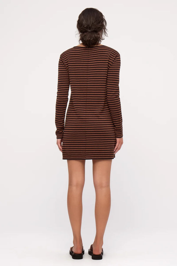 Knit Mini Dress - Brown Stripe