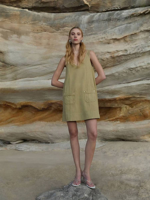 IIaria Denim Mini Dress - Olive