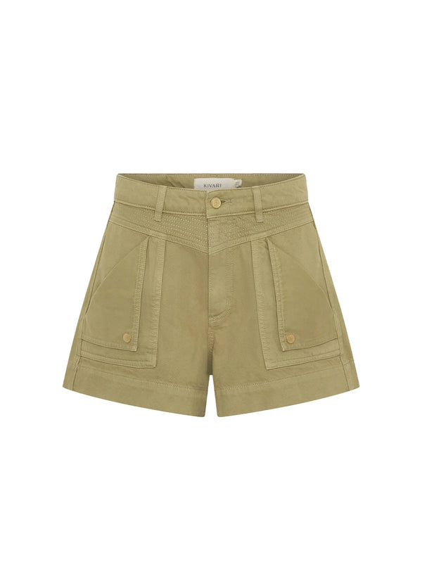 Celene Denim Shorts - Olive