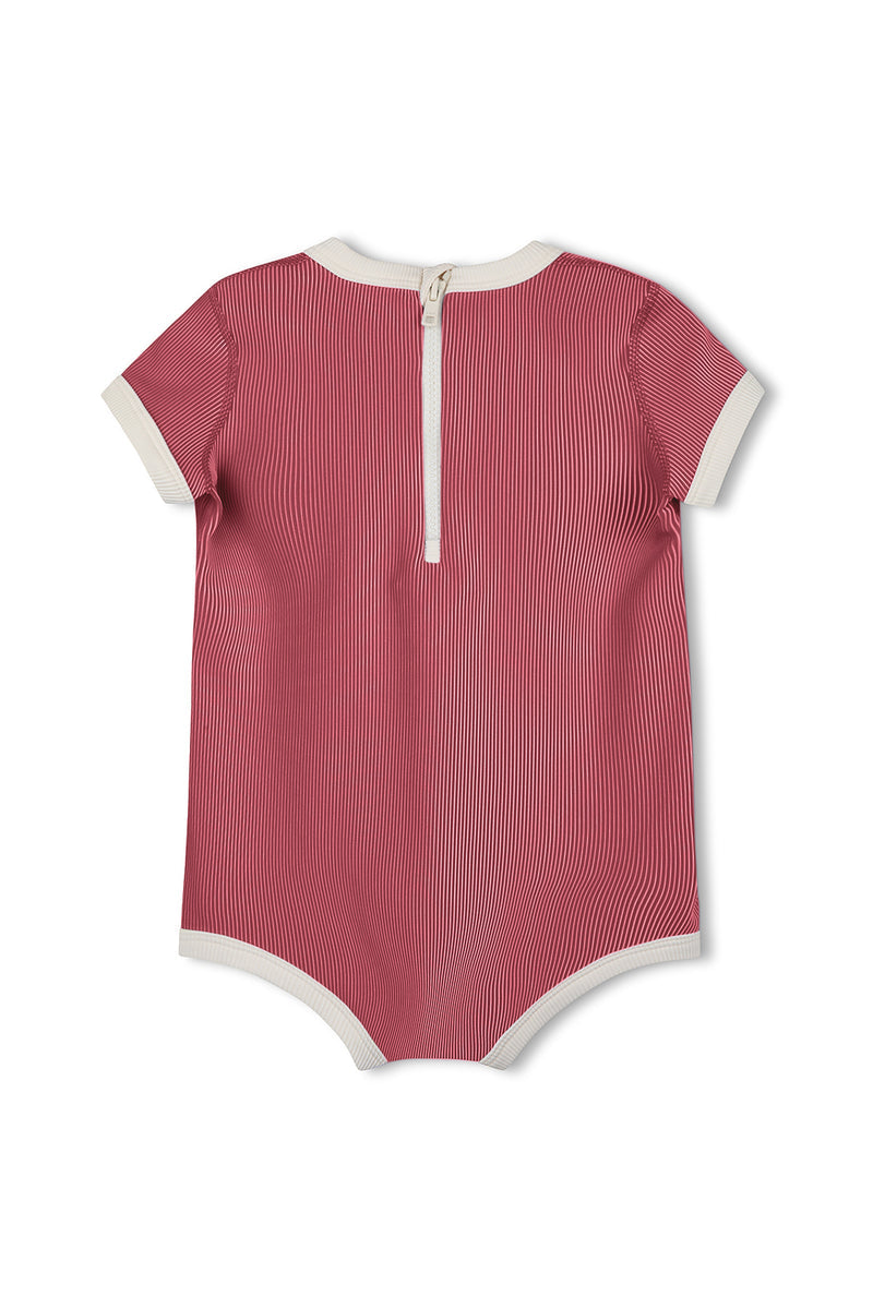 Mini Stripe Infant Onesie - Clay Red