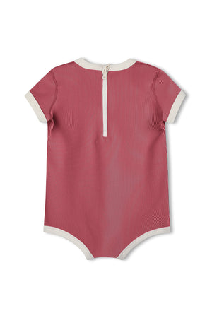 Mini Stripe Infant Onesie - Clay Red