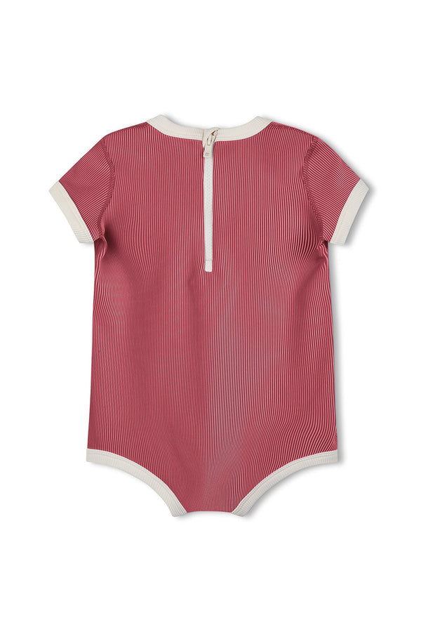Mini Stripe Infant Onesie - Clay Red