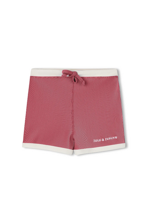 Mini Stripe Surf Short - Clay Red
