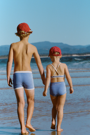Mini Stripe Surf Short - Sea Blue