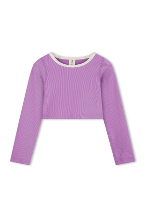Mini Stripe Crop Rashie - Lilac