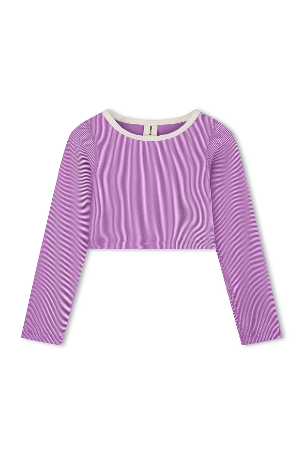 Mini Stripe Crop Rashie - Lilac
