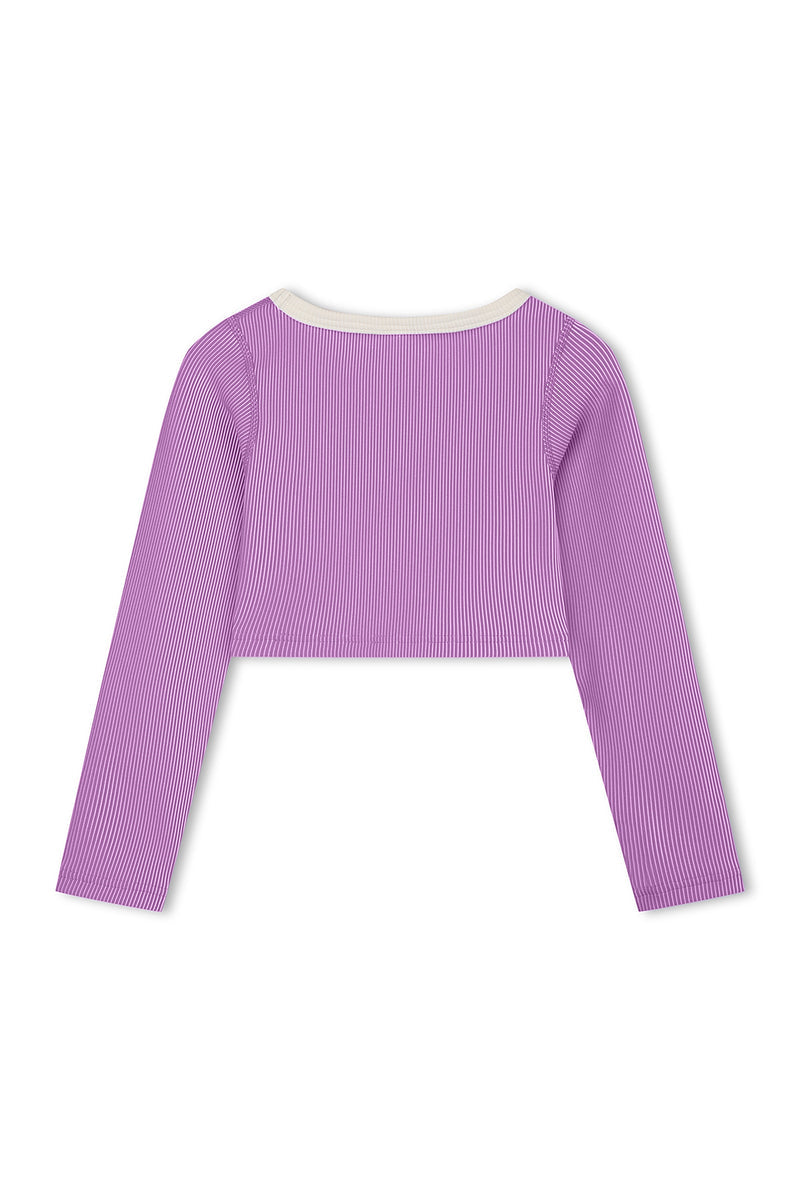 Mini Stripe Crop Rashie - Lilac
