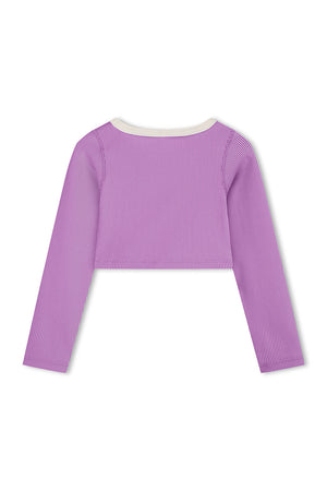 Mini Stripe Crop Rashie - Lilac