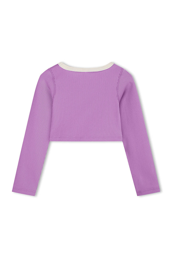 Mini Stripe Crop Rashie - Lilac