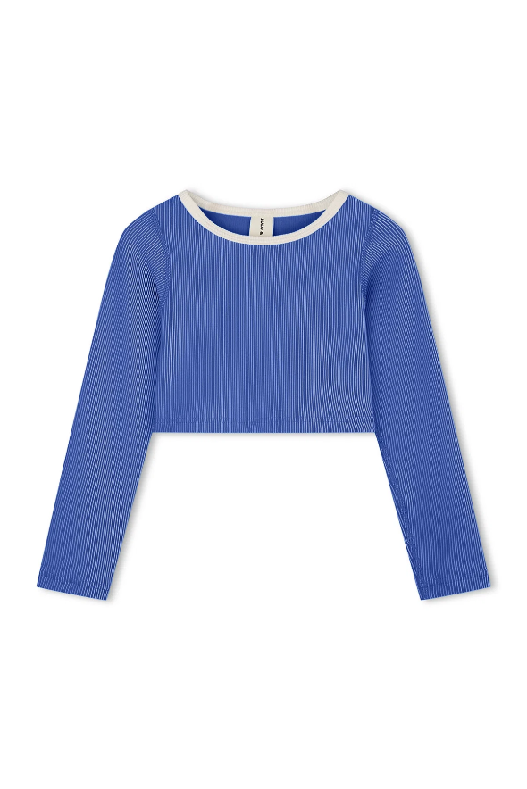 Mini Stripe Crop Rashie - Sea Blue