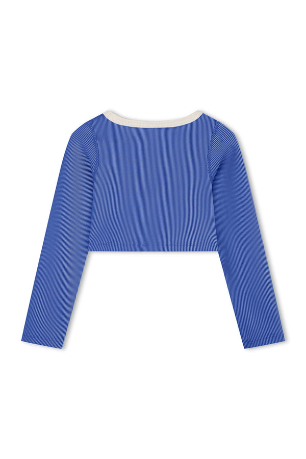 Mini Stripe Crop Rashie - Sea Blue