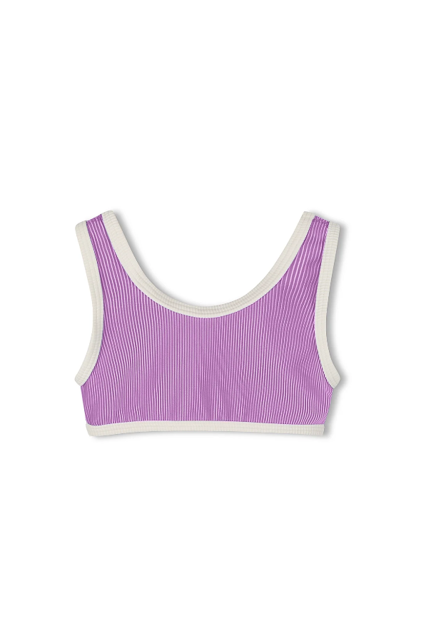 Mini Stripe Scoop Bikini Top - Lilac